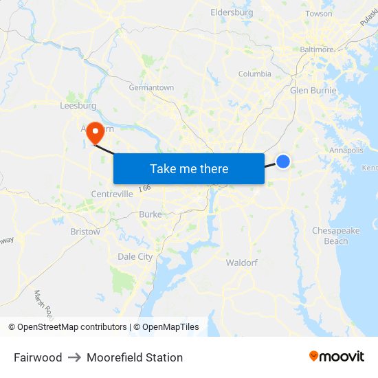 Fairwood to Moorefield Station map