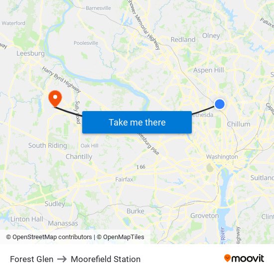 Forest Glen to Moorefield Station map