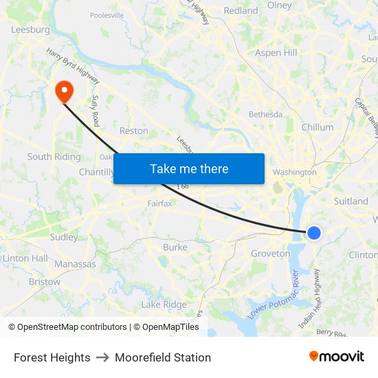 Forest Heights to Moorefield Station map