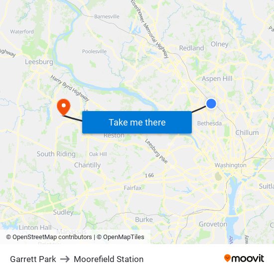 Garrett Park to Moorefield Station map