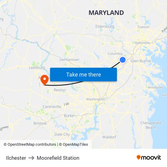 Ilchester to Moorefield Station map