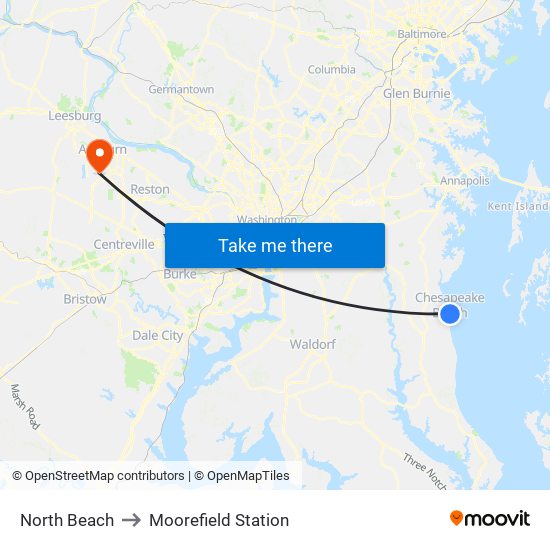 North Beach to Moorefield Station map