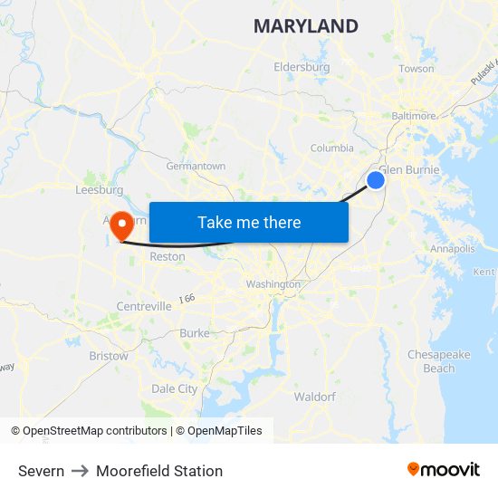 Severn to Moorefield Station map