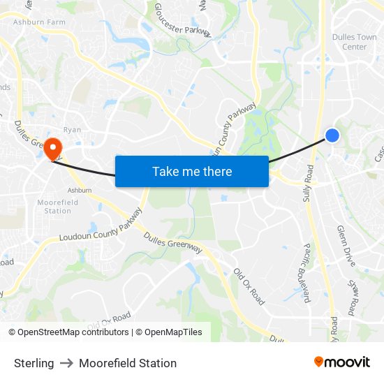 Sterling to Moorefield Station map