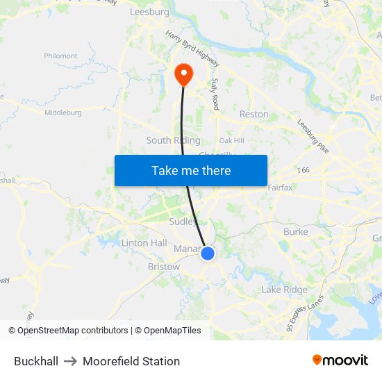 Buckhall to Moorefield Station map