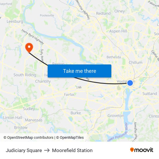 Judiciary Square to Moorefield Station map