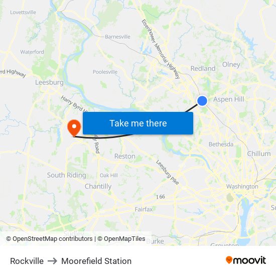 Rockville to Moorefield Station map