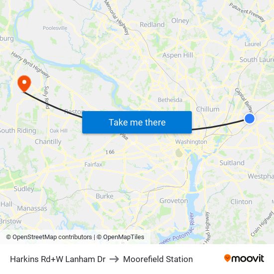 Harkins Rd+W Lanham Dr to Moorefield Station map