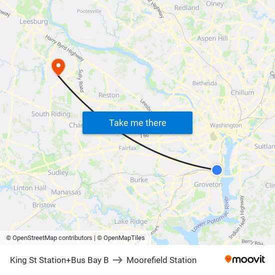 King Street-Old Town+Bay B to Moorefield Station map