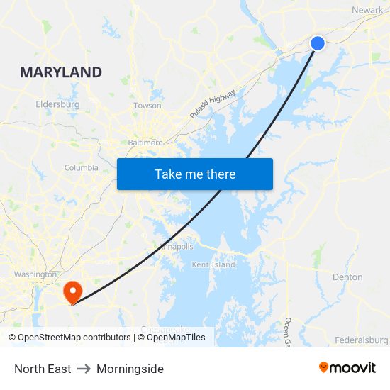 North East to Morningside map