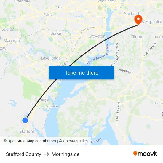 Stafford County to Morningside map