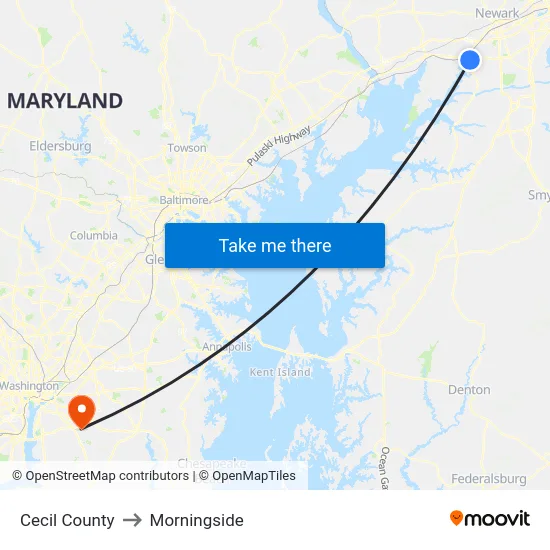 Cecil County to Morningside map