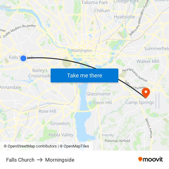 Falls Church to Morningside map