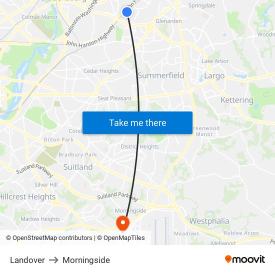 Landover to Morningside map