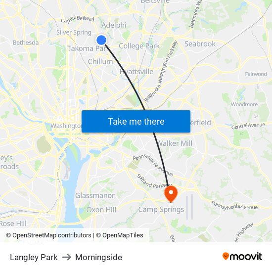 Langley Park to Morningside map