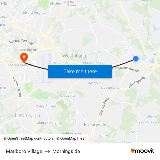 Marlboro Village to Morningside map