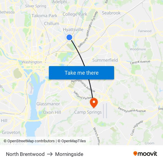 North Brentwood to Morningside map