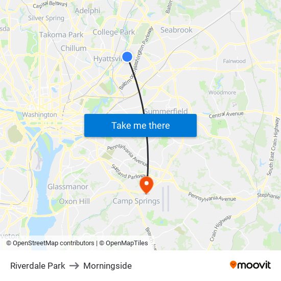 Riverdale Park to Morningside map