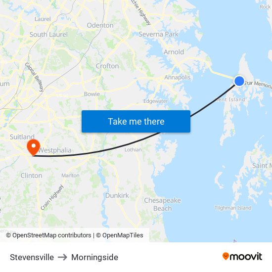 Stevensville to Morningside map