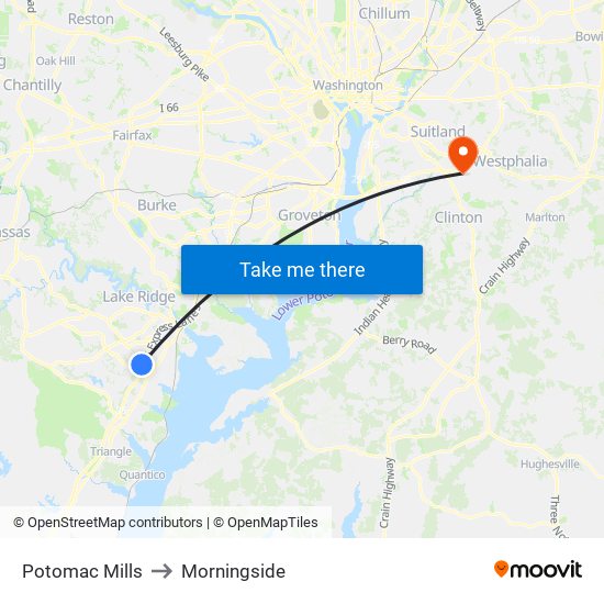 Potomac Mills to Morningside map