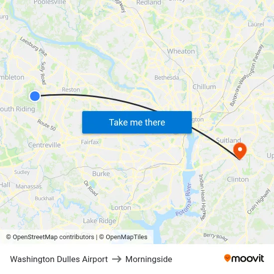 Washington Dulles Airport to Morningside map