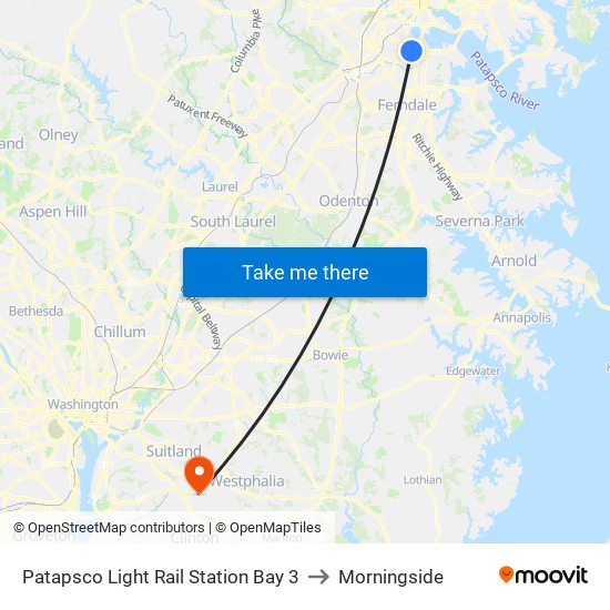 Patapsco Light Rail Station Bay 3 to Morningside map