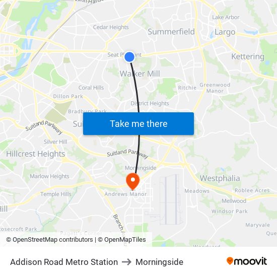 Addison Road Metro Station to Morningside map