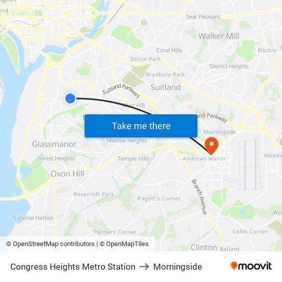 Congress Heights Metro Station to Morningside map