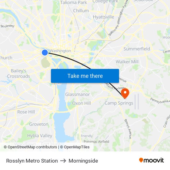 Rosslyn Metro Station to Morningside map