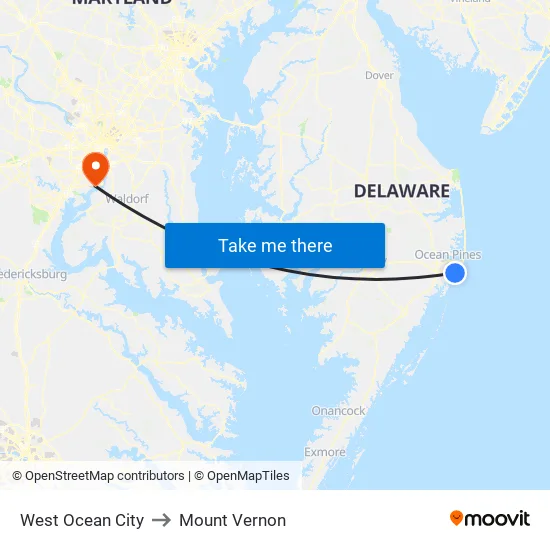 West Ocean City to Mount Vernon map