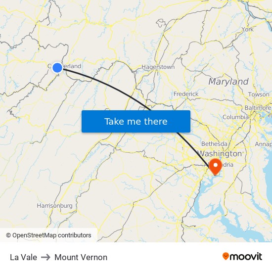 La Vale to Mount Vernon map
