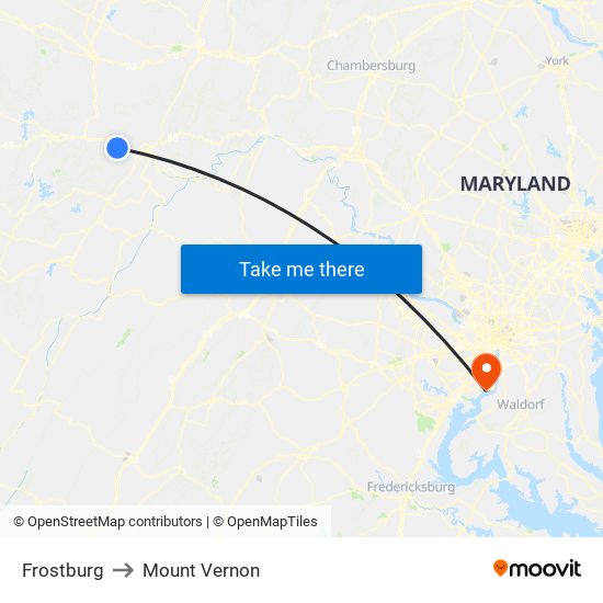 Frostburg to Mount Vernon map
