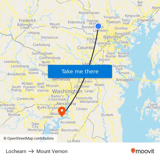 Lochearn to Mount Vernon map