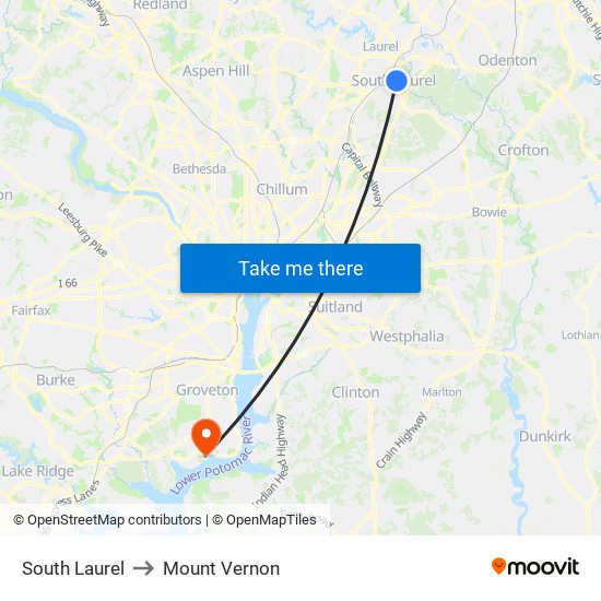 South Laurel to Mount Vernon map