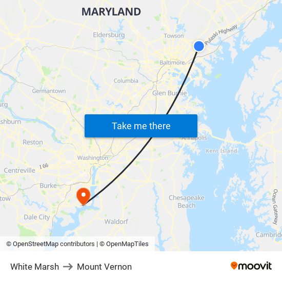 White Marsh to Mount Vernon map