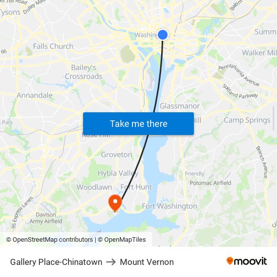 Gallery Place-Chinatown to Mount Vernon map