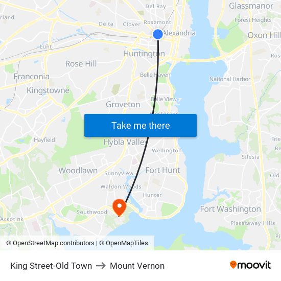 King Street-Old Town to Mount Vernon map