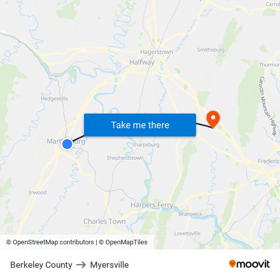 Berkeley County to Myersville map