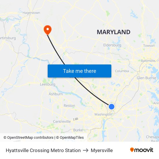 Hyattsville Crossing Metro Station to Myersville map