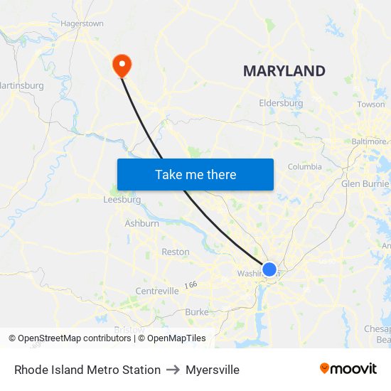 Rhode Island Metro Station to Myersville map