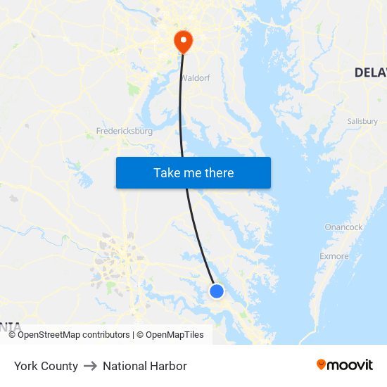 York County to National Harbor map