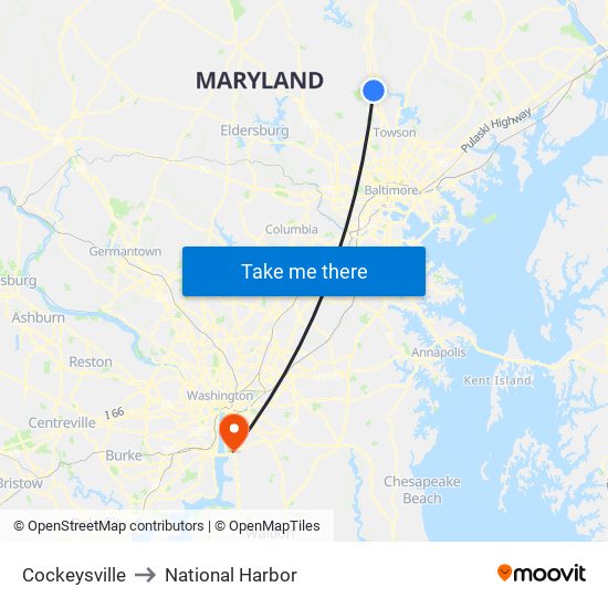 Cockeysville to National Harbor map