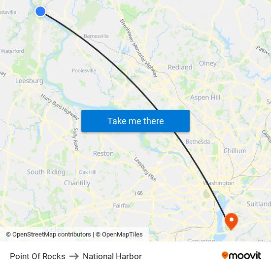 Point Of Rocks to National Harbor map