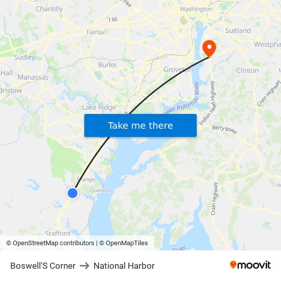 Boswell'S Corner to National Harbor map