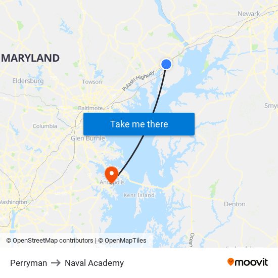 Perryman to Naval Academy map