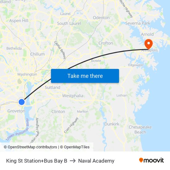 King Street-Old Town+Bay B to Naval Academy map