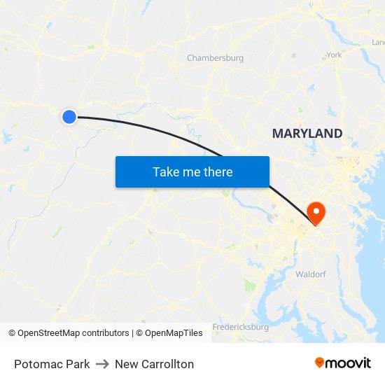 Potomac Park to New Carrollton map