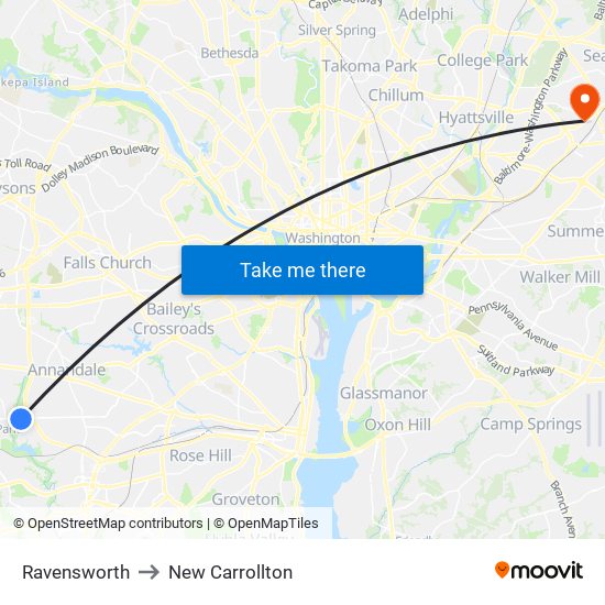 Ravensworth to New Carrollton map