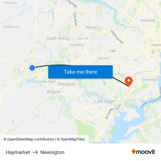 Haymarket to Newington map