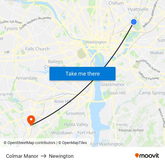 Colmar Manor to Newington map